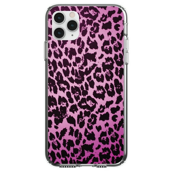 DistinctInk Clear Shockproof Hybrid Case for iPhone 11 Pro (5.8" Screen) - TPU Bumper, Acrylic Back, Tempered Glass Screen Protector - Pink Purple Leopard Skin Spots