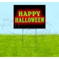 thumbnail image 1 of Happy Halloween V9 Green Red Glow (18" x 24") Yard Sign, Includes Metal Step Stake, 1 of 6