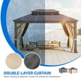thumbnail image 3 of Dextrus 10'x12' Outdoor Hardtop Polycarbonate Gazebo with Nettings & Brown Curtains,Heavy Duty Double Roof Aluminum Frame Polycarbonate Canopy, Sunshade for Garden, Patio, Lawns, Black&Brown, 3 of 9
