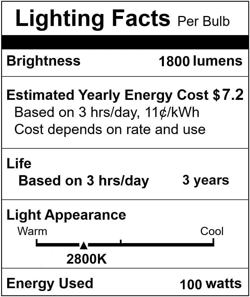 Ivyemons PAR38 Flood Light Bulbs 100W (4 Pack) 120V Dimmable 1800LM 2800K Warm White E26 Base Indoor/Outdoor