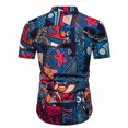 thumbnail image 4 of Camisas De Vestir Para Hombre Slim Fit Camiseta Short Sleeve Ethnic Printing Cotton Linen Casual Mens Men's blusa (Blue, L), 4 of 7