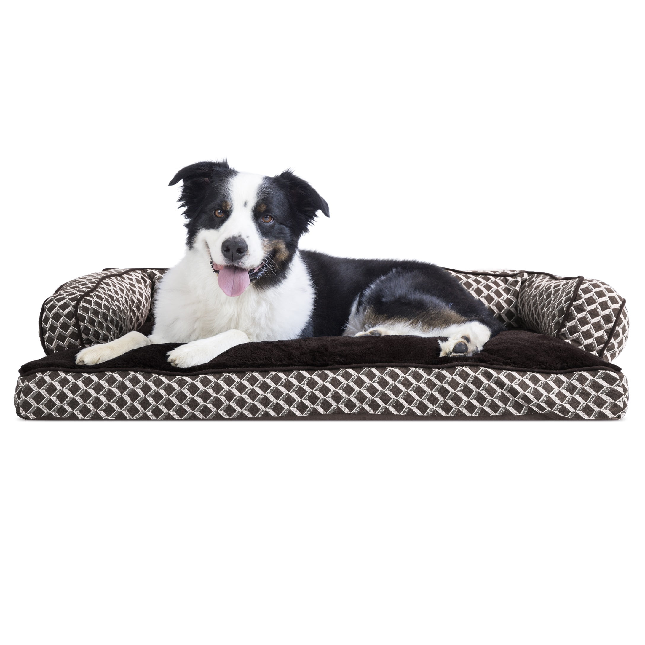 FurHaven Pet Dog Bed | Plush & Decor Comfy Couch Pillow ...
