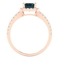 thumbnail image 4 of 1.86ct emerald cut natural london blue topaz 18k rose gold halo Bridal Wedding Engagement Promise Anniversary Ring for Women size 10, 4 of 7