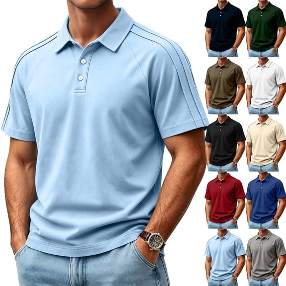 BRANROY Men's Short Sleeve Golf Polo - Shirt Casual Collared Top for Men, Lightweight Breathable Summer Shirts, Father's Day Gift, Mens Casual Shirts,Beige,L