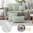 thumbnail image 6 of Sage Green Striped Outdoor Waterproof Pillow Covers, Farmhouse Vintage Stripes Decorative Square Throw Pillowcase Sofa Cushion Sham for Patio/Couch/Chair, 20"x20" 2 Pack, 6 of 8