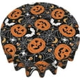 thumbnail image 3 of Halloween Tablecloth 70 Inch Round, Black Pumpkins Spider Web Decorative Tablecloths Stain Resistance Polyester Halloween Table Cloth for Holiday Parties Kitchen Dining Indoor Outdoor, 3 of 6