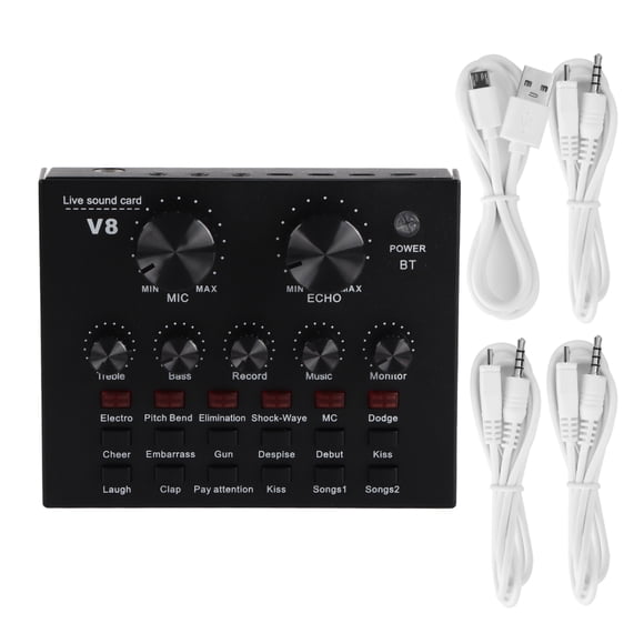 Tarjeta de sonido para transmisión en vivo V8, teléfono móvil, host USB, computadora multifunción, karaoke