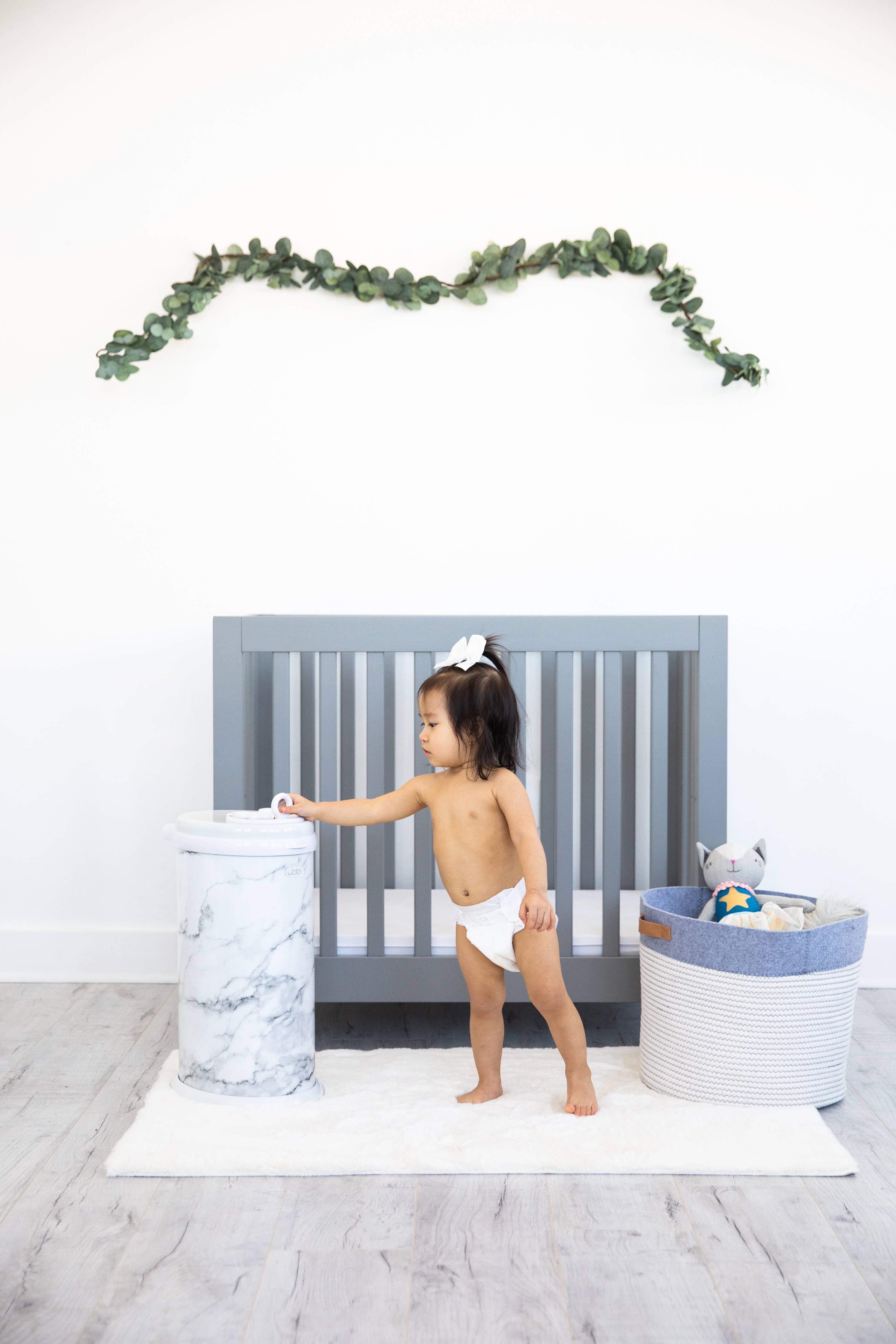 Ubbi Stainless Steel Diaper Pail, Odor Locking, No Special Bag Required, Award-Winning, Registry Must-Have, Marble