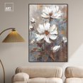 thumbnail image 3 of White Textured Flowers Canvas Elegant Floral Wall Art by Art Remedy, Black Frame, 36" x 54", 3 of 7