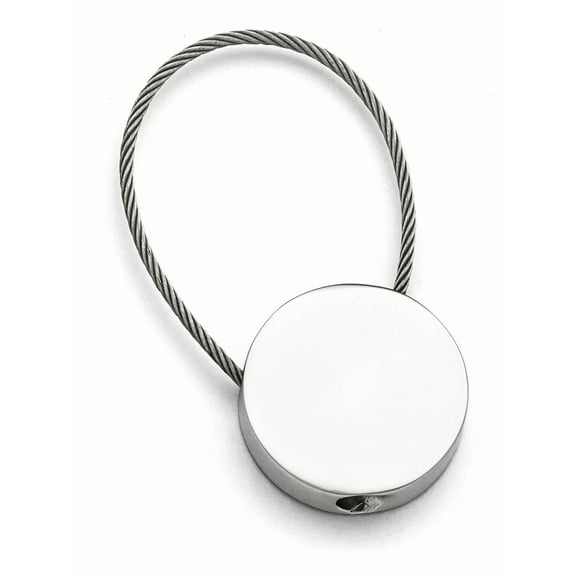 Stainless Steel Engravable Polished Cable Circle Key Ring Measures 54x21mm Wide - Jewelry for Men