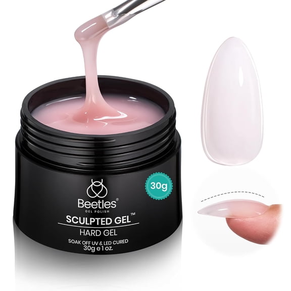 Beetles Builder Gel for Nails, Nude Pink 30g 9 in 1 Sculpted Hard Gel for Nail Extensions and Strengthening