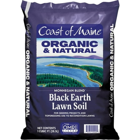 Coast of Maine Monhegan Blend Organic and Natural Black Earth Lawn Soil for Seeding Projects, Topdressing and Reconditioning Lawns, 1 cu ft