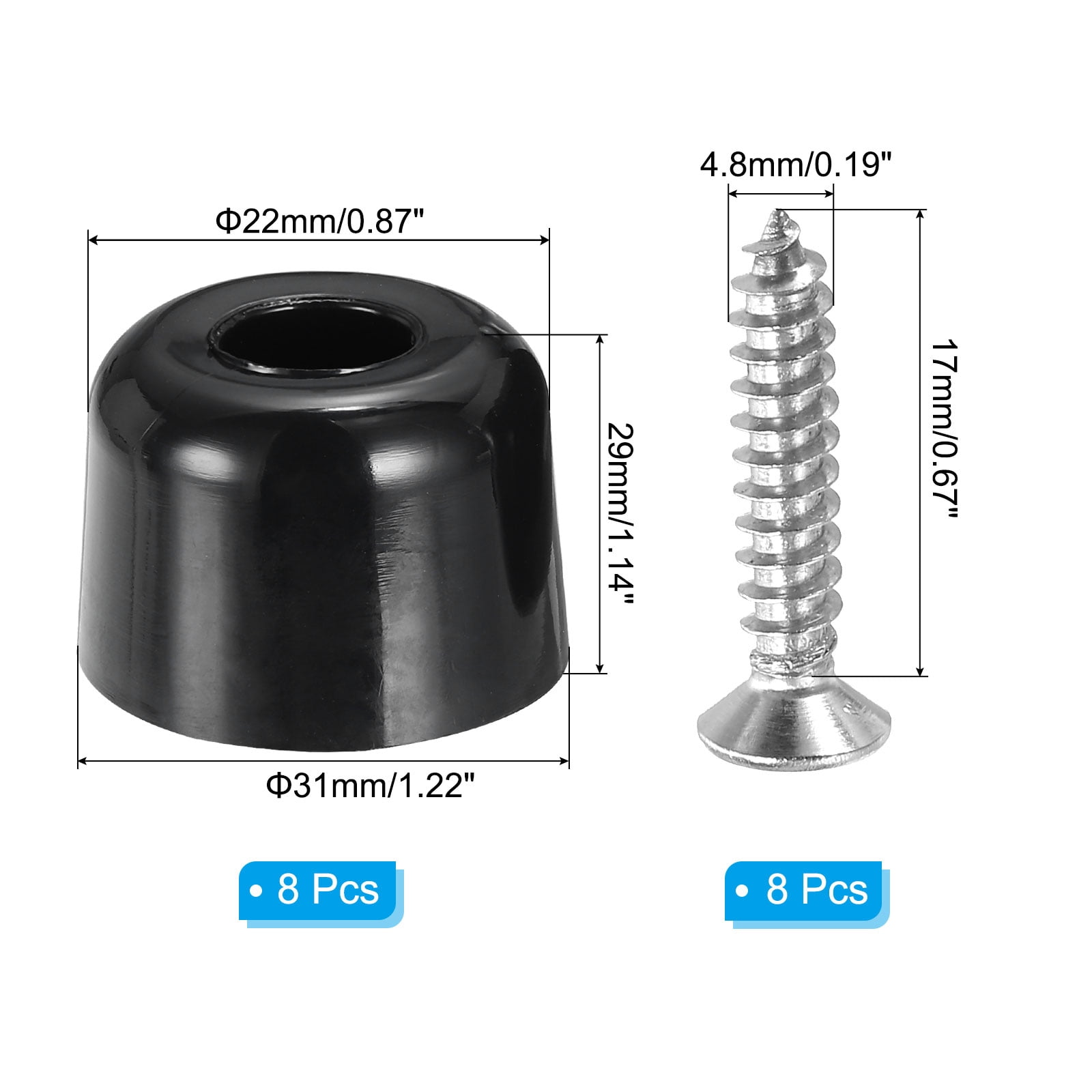 Unique Bargains Cutting Board Feet Round Rubber Bumpers Pads with Screws 1.14"x0.87"
