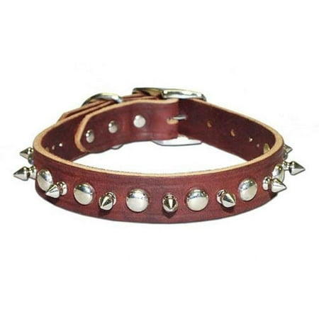 UPC: 0024764671290 | Leather Brothers Inc. 6080-BK18 Black Signature Leather Spike and Stud Dog Collar – Size 18