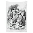 thumbnail image 3 of Ambesonne Alice Tablecloth Rectangular Table Cover, Alice and the Dodo Sketch, 60"x84", White and Black, 3 of 4