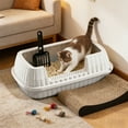 thumbnail image 4 of HOZVOMI Semi Enclosed High Sided Cat Litter Box with Splash Proof Design, Includes Litter Scoop and Litter Leakage Pedal, 4 of 6