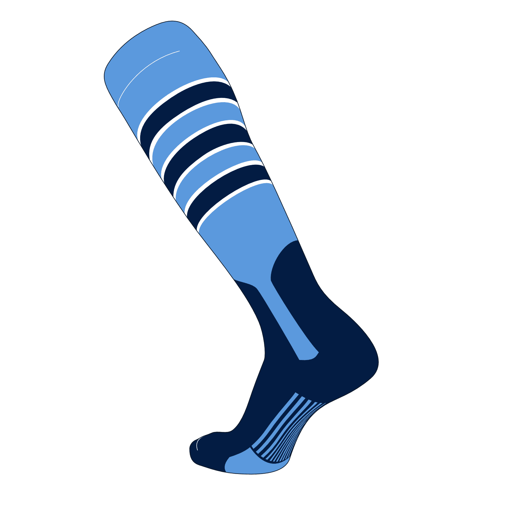 TCK Elite Baseball Knee High Stirrup Socks (D, 7in) Baby Blue, White, Navy, Navy (M)
