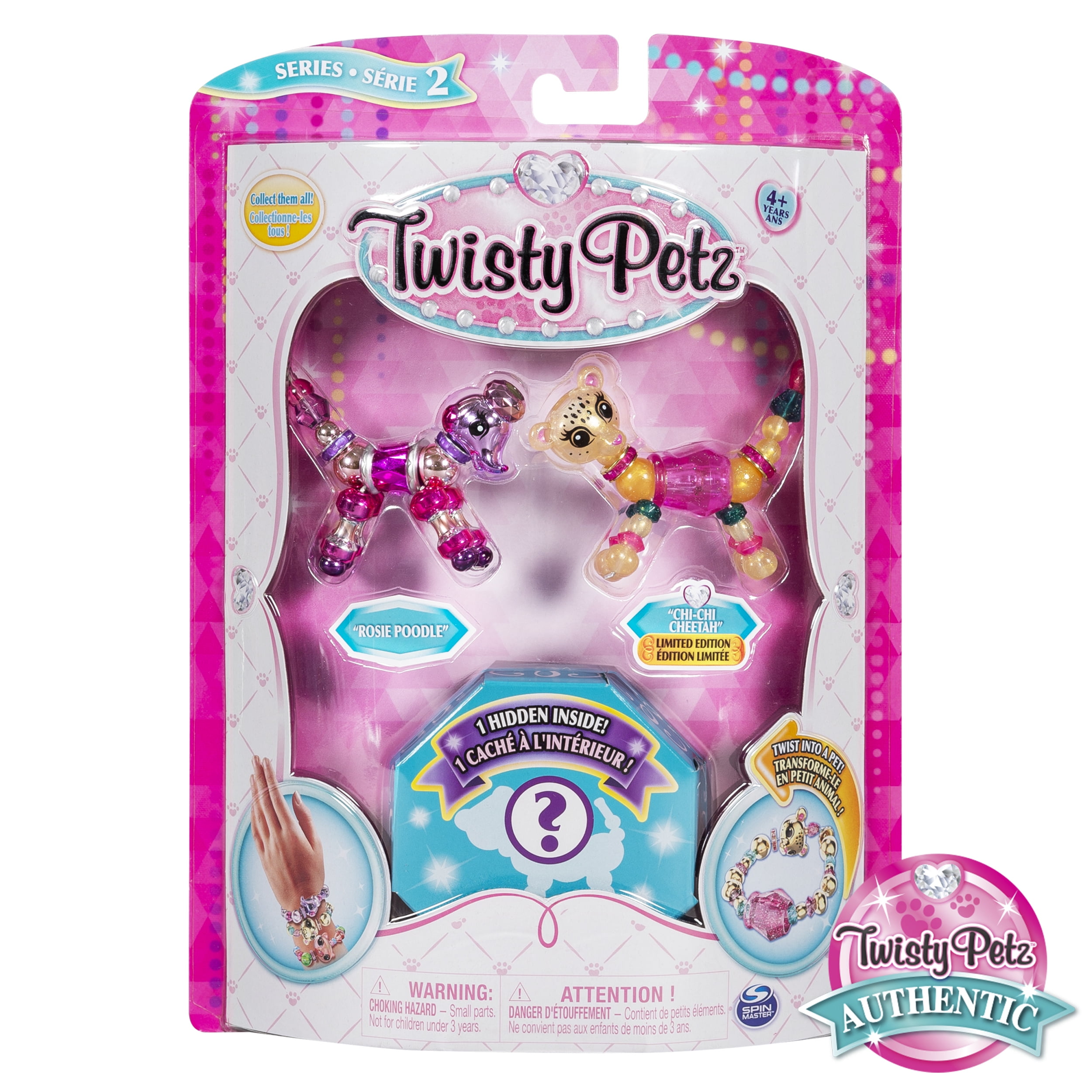 NEW Twisty Petz Series 2 3-Pack Rosie Poodle Chi-Chi Cheetah Bracelet Lip Gloss
