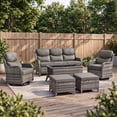 thumbnail image 3 of POCASSY 7-Piece Outdoor Patio Furniture Set with Swivel Chairs, Luxury High Back Rattan Wicker Outdoor Conversation Set with 5-inch Thick Seat Cushion Sofa and Swivel Glider Patio Chair for Porch, 3 of 17