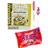 Minions 48 Valentine Cards with Charms Lollipops MiniPops Candy, 48 Heart Sticker Seals and (1) Valentine's Day Pen Classroom Exchange Bundle For 35 Kids