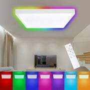 Zemismart Smart Ceiling Light, 34W, WiFi RGBW Color Changing Ceiling Light, Double Layer Dimmable Light, Compatible with Alexa Google Home, App Control, 2600LM, CCT 2700-6500K, Square