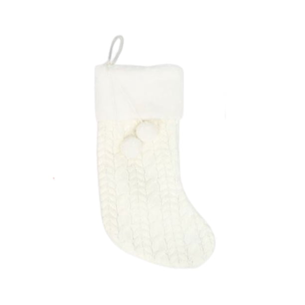 Injueey Bolsa de Navidad tejida, almacenamiento de envoltura de estilo Simple, colgador de ventana de bola de pelo, calcetines, accesorios de fiesta de Kits de decoración para fiestas Blanco Injueey HA070442-01