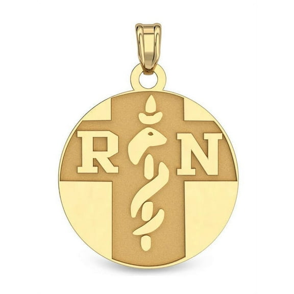 14K Gold Round "RN" Pendant - 1/2 Inch X 1/2 Inch