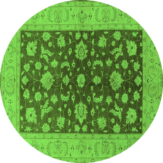 Ahgly Company Indoor Round Oriental Green Industrial Area Rugs, 8' Round