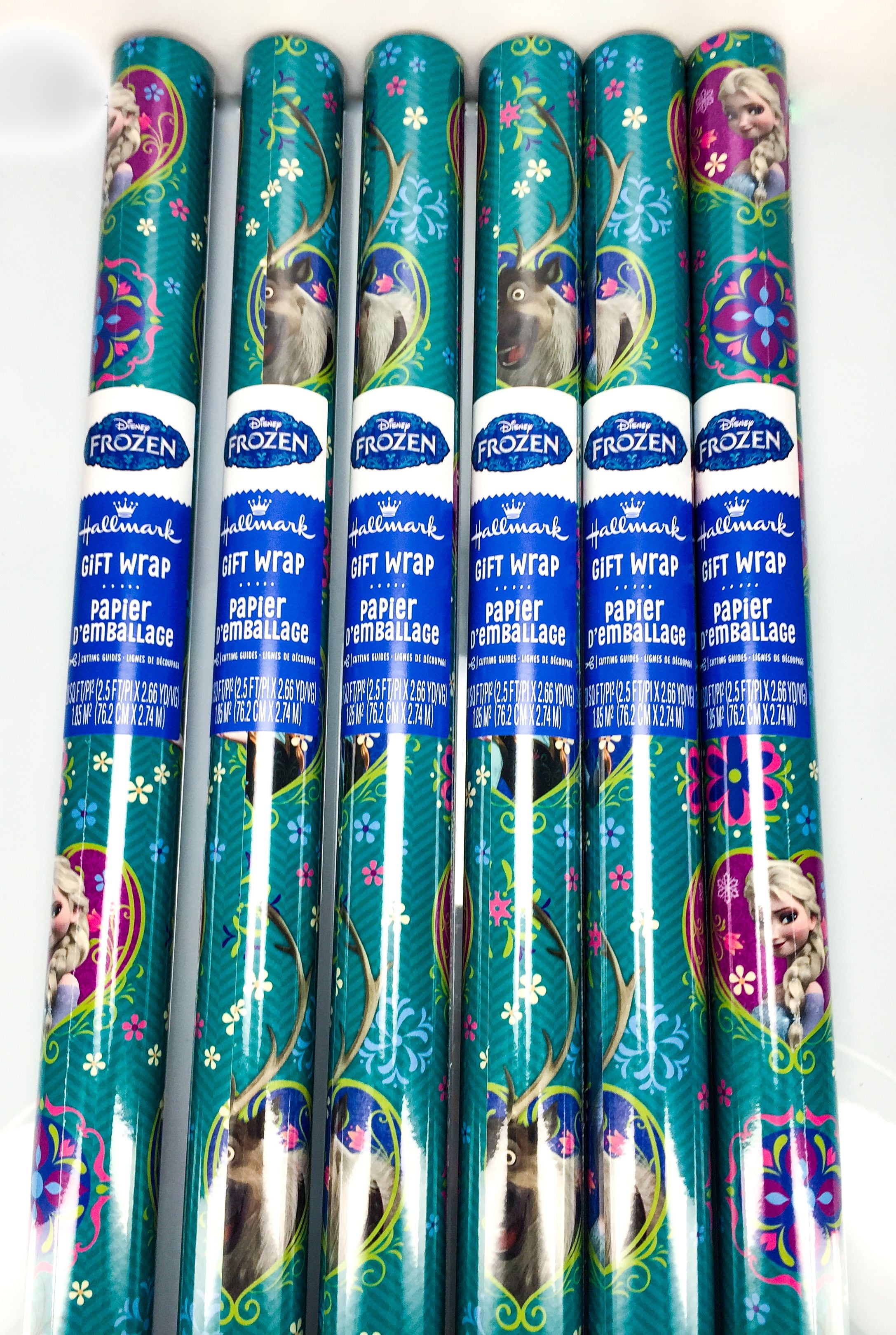 FT Olaf Elsa Disney Red Frozen GIFT WRAP WRAPPING PAPER ROLL CHRISTMAS 60 SQ 