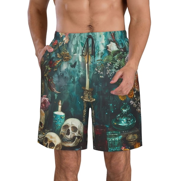 Balery Baroque Floral Still Life Traje de Baño Estilo Hawaiano para Hombre, Shorts de Secado Rápido con Bolsillos-3X-Large