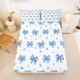 thumbnail image 3 of spefrowx Cartoon Blue Bow Queen Sheets for Girls, Watercolor Floral Queen Sheet Sets, 4pcs, 1 Flat Sheet, 1 Fitted Sheet and 2 Pillowcases, 3 of 6