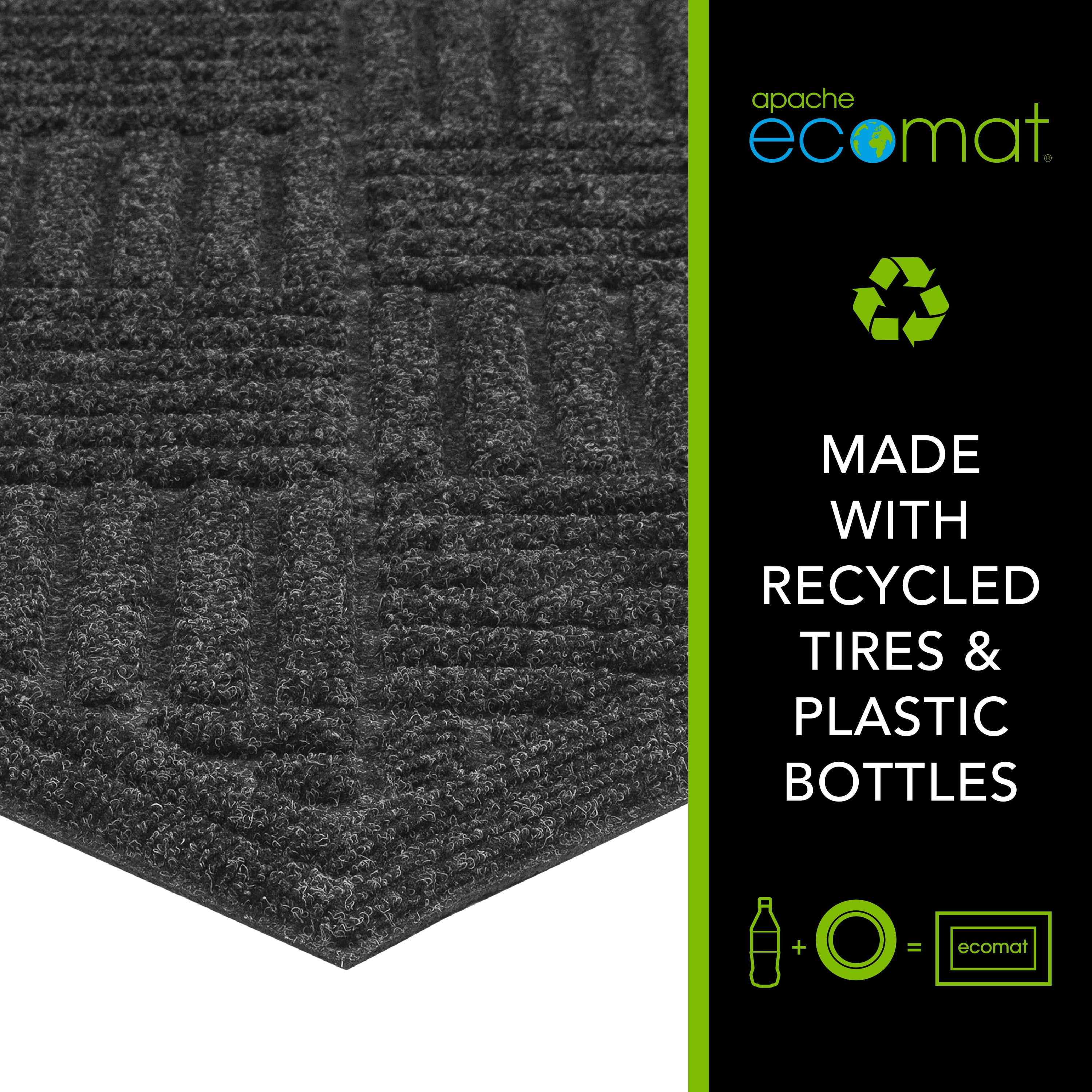 Mainstays Textures Crosshatch Polyester and Rubber Backed Doormat, 4' x 6', Onyx