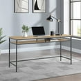thumbnail image 4 of 60" Writing Desk in Wood Graphite Grey Frame and Brown Oak Top Finish KD, 4 of 9