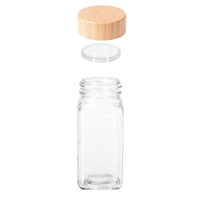 Matsuzay Frasco de vidrio para especias, botella de condimento sellada cuadrada vacía, almacenamiento de sal y pimienta, herramienta de cocina Cocina y Comedor
