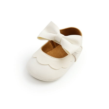 

Woobling Toddler Boys Girls Shoes Round Toe Mary Jane Flats Soft Sole Loafers Party Casual Shoe PU Moccasin Bow Lightweight White Bow 5C