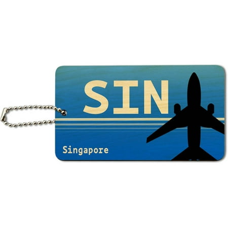 Singapore Singapore Changi (SIN) Airport Code Wood ID Tag Luggage