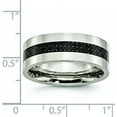 thumbnail image 6 of Chisel Stainless Steel Polished with Black Carbon Fiber Inlay 8.2mm Flat Band - Ring Size 9.0, 6 of 8