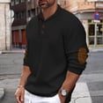 thumbnail image 2 of UVEASISHA Men's Shawl Collar Pullover Sweater Regular Fit Casual Button Mock Neck Knit Sweaters Knitted Soft Long Sleeve Winter Sweatshirt with Elbow Patches Sales Today Black M, 2 of 6