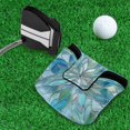 thumbnail image 5 of Haosy Blue Green Floral Stained Glass Golf Mallet Putter Cover Strong Magnetic Leather Golf Club Headcover Closure, 5 of 7