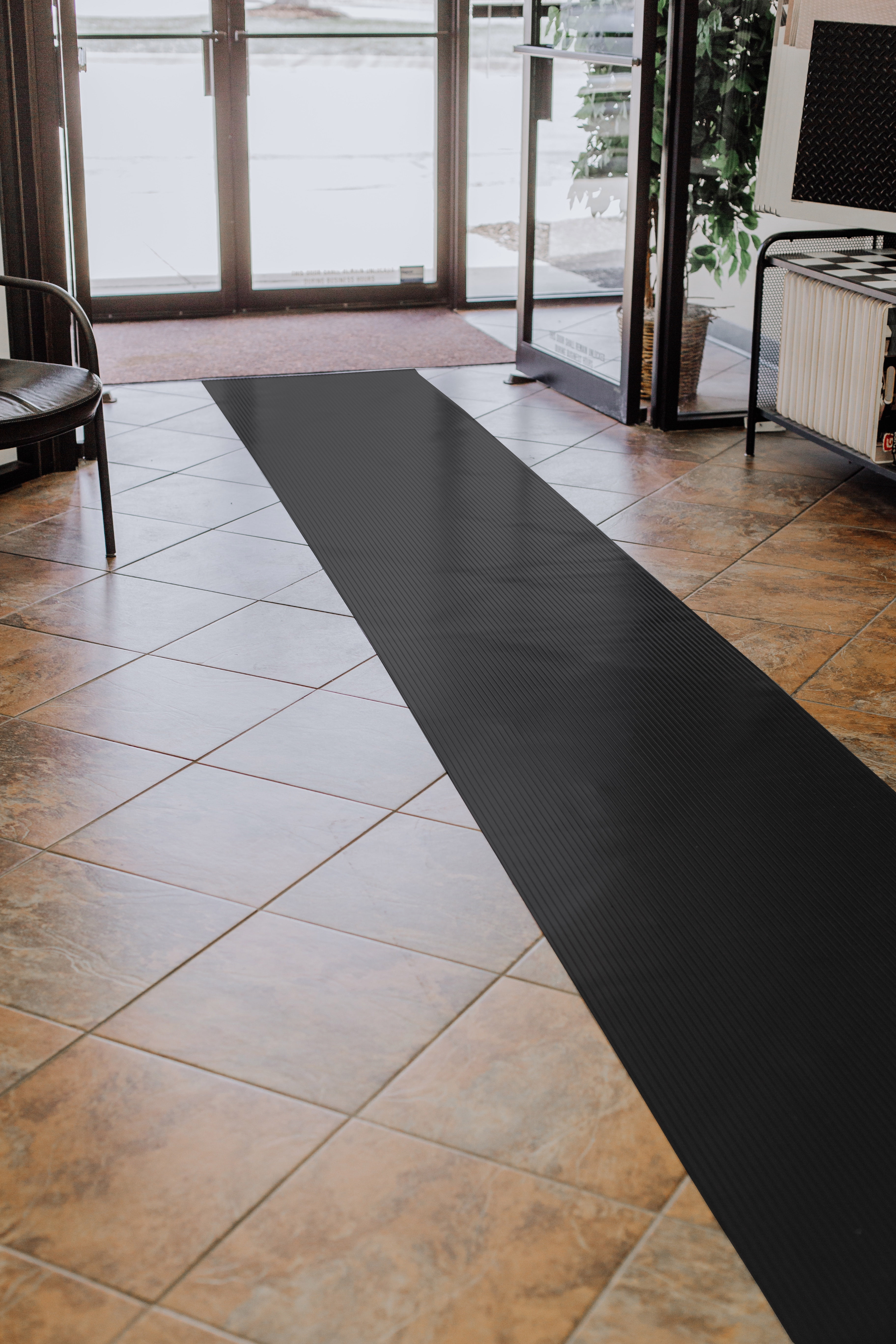 G-Floor 30 in. x 24 ft. Ribbed Channel Vinyl Garage Runner - Midnight Black