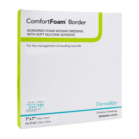 ComfortFoam Border Foam Dressing 7 x 7" Square Polyurethane Foam 43770 5 per Box