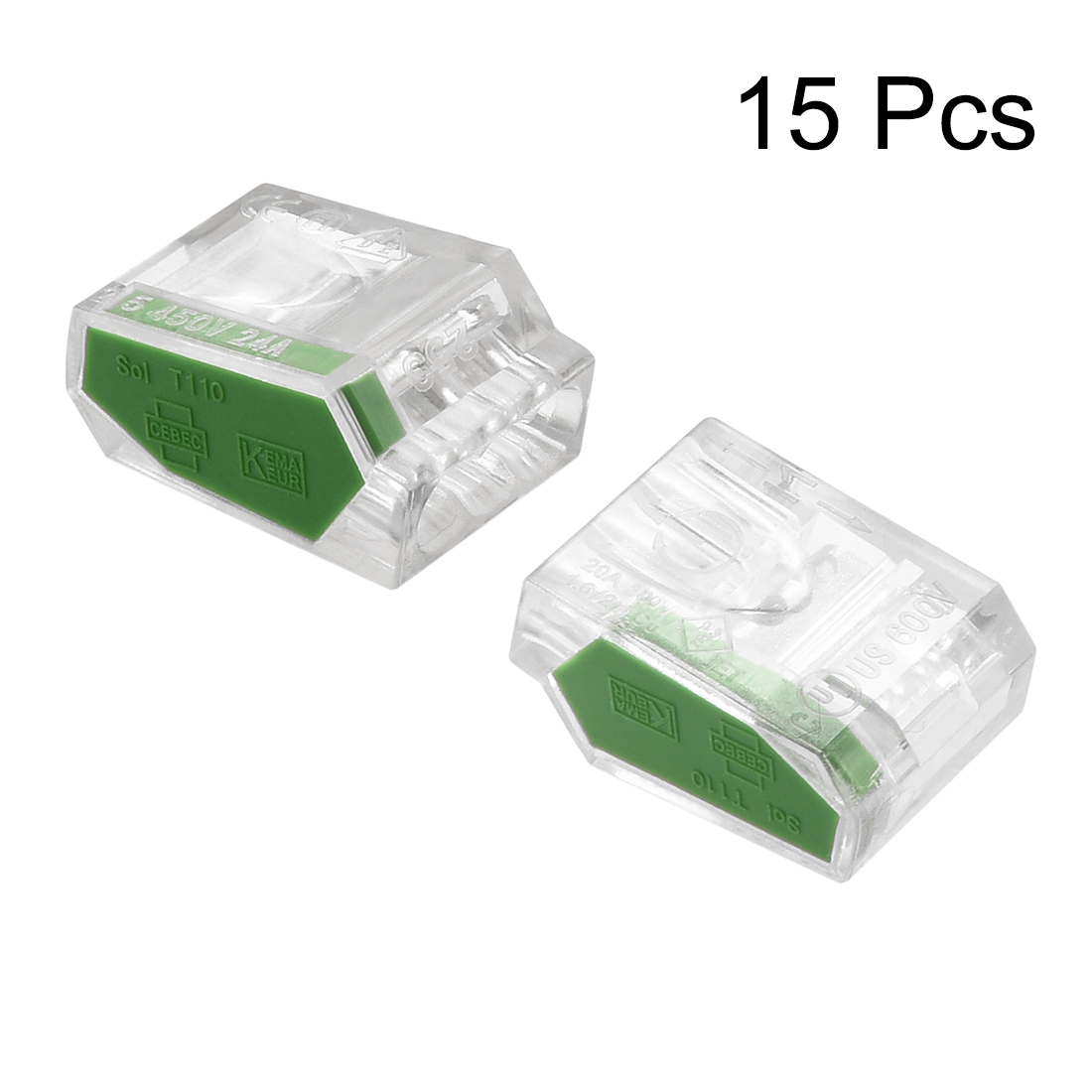 PushIn Electrical Wire Connectors 1812 Awg 3Port 450V Clear Green 15