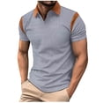 thumbnail image 2 of Xunlbb Men's Shirts Men'S Clothing Under $10 Man Solid-Color Casual Splicing Cedar Short Sleeve Turndown Collar Top, S-3XL, 2 of 7