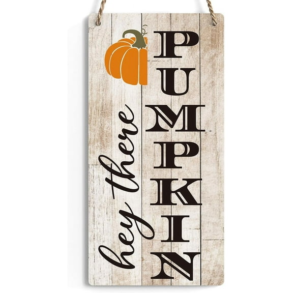 Novelty Hey There Pumpkins Autumn Wood Sign Decoration Fall Wooden Signs Rustic Hanging Plaque Wall Art Sign Wall Decor for Farmhouse Home Office 5x10 Inch