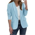 thumbnail image 2 of QATAINLAV Ruched Blazers for Women Business Casual Lapel Collar Suit Coats Open Front Long Sleeve Jackets, Blue, L, 2 of 9