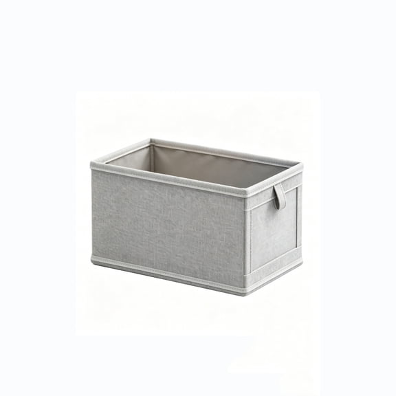 Leodye 1PCS Foldable Linen Fabric Storage Basket with Side Pull Tab, Garment Sorting Bin for Bedroom, Wardrobe, Dorm Towels and Small Accessories -15.8×3.9×3.9in