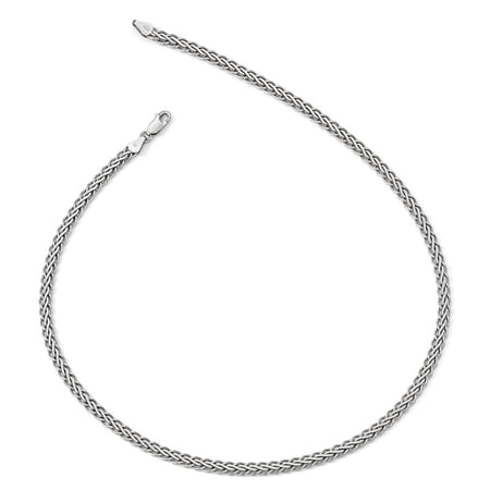 Diamond2Deal 925 Sterling Silver RH-plated Flat Diamond-Cut Spiga Necklace for Women 18"