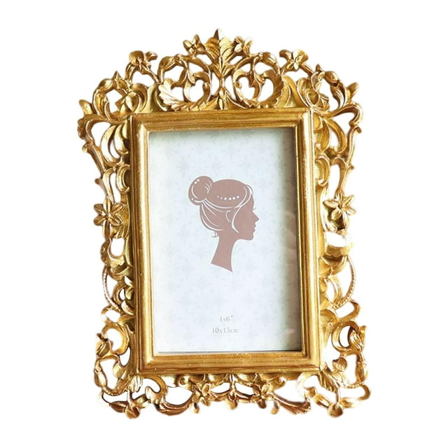 Abbracc Old Fashioned Vintage Rectangle Polyresin Picture Frame for 10x15cm Photo,
