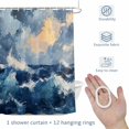 thumbnail image 4 of Ombre Ocean Waves Shower Curtain for Bathroom, Coastal Navy Blue Gradient Abstract Waterproof Cloth Fabric Bathroom Accessories Set with 12 Rust Proof Plastic Hooks, 36"x78", 4 of 9