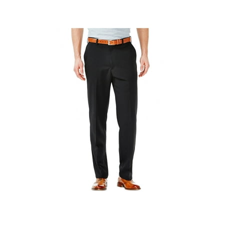 Haggar Men's Cool 18 Stretch Pants - Plain-Front Dress Pants With Hidden Expandable Waistband